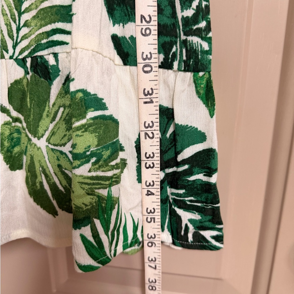 En Créme Women’s Size Large Tropical Green Leaf V-Neck Button-Front Dress - Picture 13 of 13